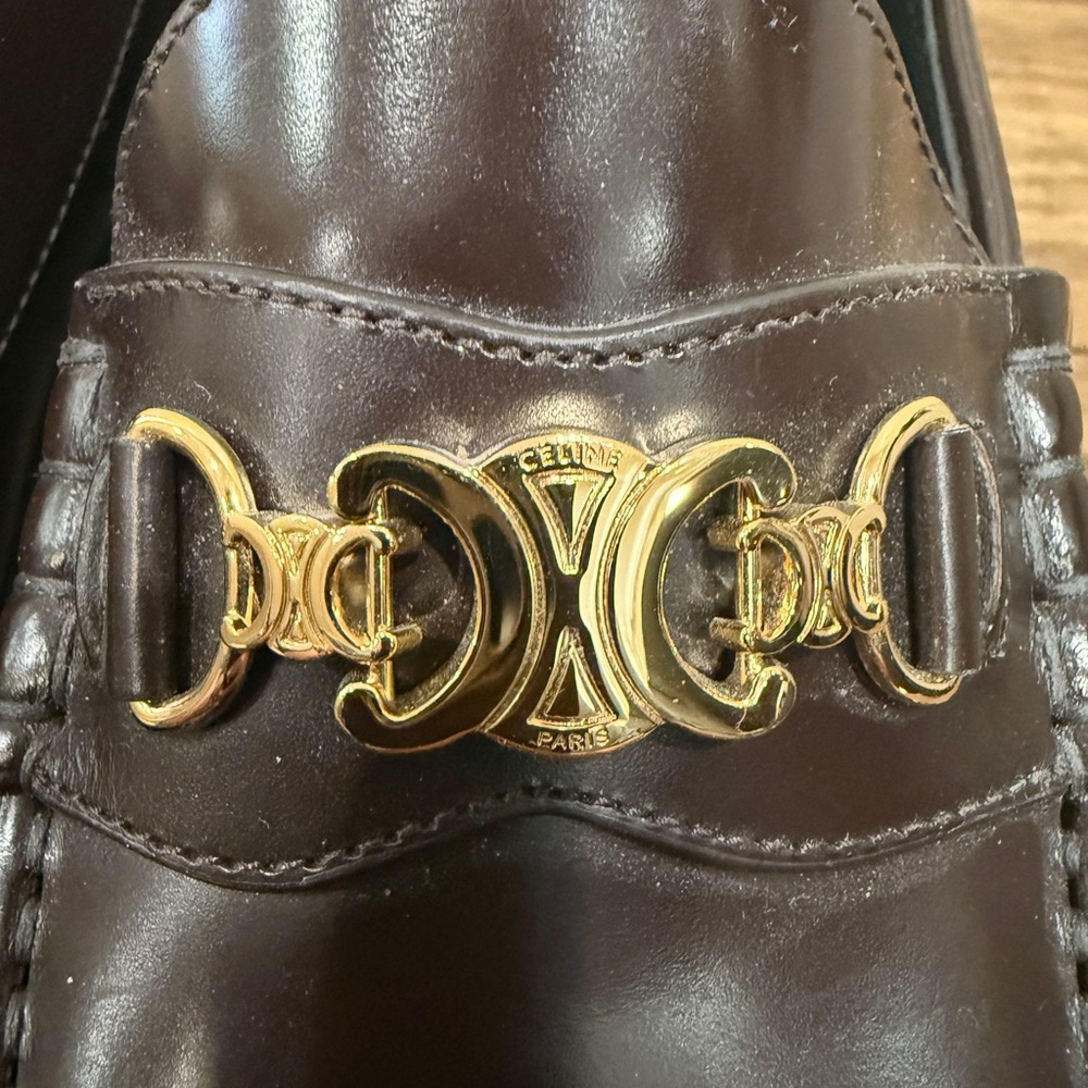 Celine Women’s Brown Leather Loafers with Gold Hardware - Picture 7 of 8